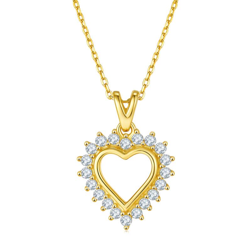 空芯爱心PendantS925银Moissanite厘石D级0.54ct